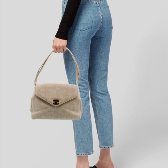 Chanel Vintage linen envelope flap bag - Picture 2 of 6